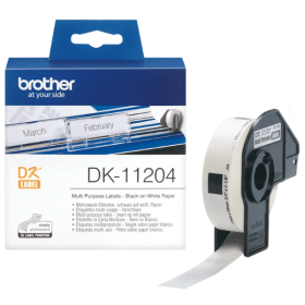 Brother DK-11204 Black on White 17mm x 54mm Label Roll (DK-11204) – 400 Labels