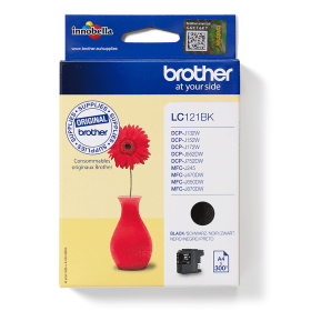 Brother LC121BK Black Ink Cartridge (LC121BK) – 300 Pages