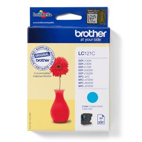 Brother LC121C Cyan Ink Cartridge (LC121C) – 300 Pages
