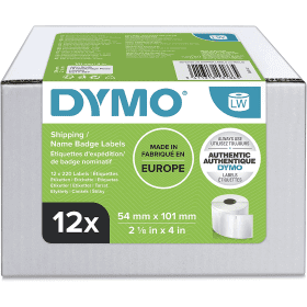 OEM Dymo 13186 Shipping / Name Badge Labels Bulk Pack — 12 Rolls × 220 Labels, 101mm × 54mm (LabelWriter)