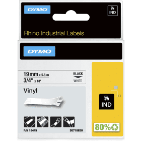 Dymo 18445 Rhino Vinyl Label Tape 19mm x 5.5m Black on White (S0718620)
