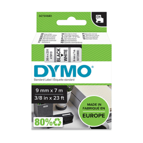 Dymo 40913 D1 Label Tape 9mm x 7m Black on White (S0720680)