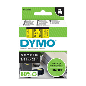 Dymo 40918 D1 Label Tape 9mm x 7m Black on Yellow (S0720730)