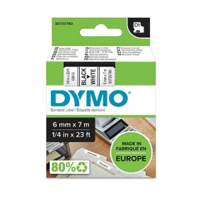 Dymo 43613 D1 Label Tape 6mm x 7m Black on White (S0720780)