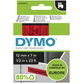Dymo 45017 D1 Label Tape 12mm x 7m Black on Red (S0720570)