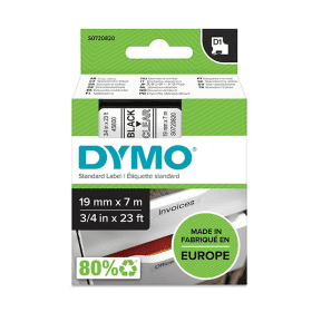 Dymo 45800 D1 Label Tape 19mm x 7m Black on Clear (S0720820)