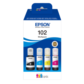 Epson 102 Black & Colour EcoTank Ink Bottle Multipack (C13T03R640) – 4 Bottle Pack
