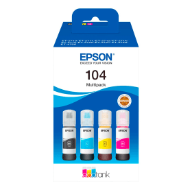 Epson 104 Black & Colour Multipack EcoTank Ink Bottles (C13T00P640) – 27,000 Pages