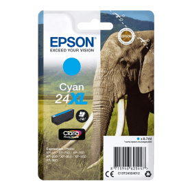 Epson 24XL Cyan High Capacity Ink Cartridge (C13T24324012) – 500 Pages