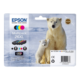Epson 26XL Polar Bear High Capacity Multipack – 4 Ink Cartridges (C13T26364010)
