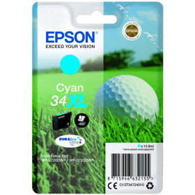 Epson 34XL Cyan High Capacity Ink Cartridge (C13T34724010) – 950 Pages