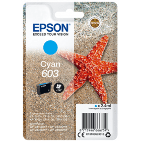 Epson 603 Cyan Ink Cartridge (C13T03U24010) – 130 Pages