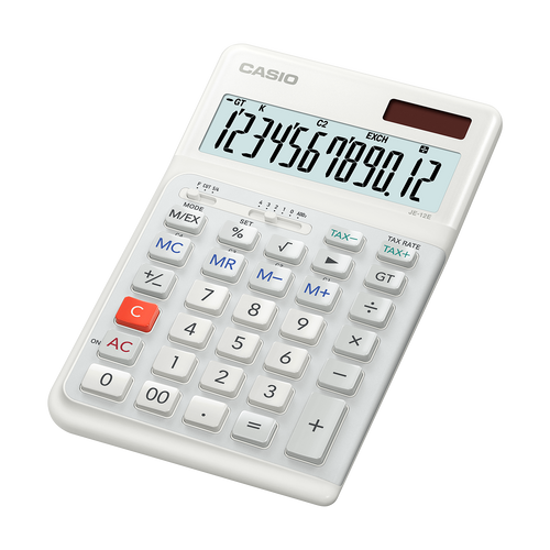 Casio JE-12E 12-Digit Desk Calculator – White