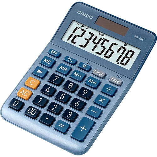 Casio MS-80E 8-Digit Desk Calculator – Blue