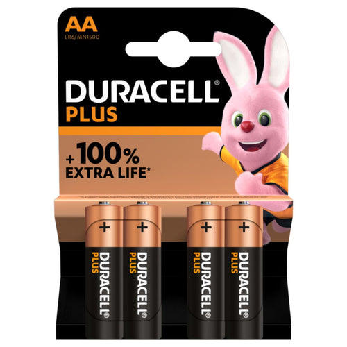 Duracell Plus AA Alkaline Batteries – Pack of 4