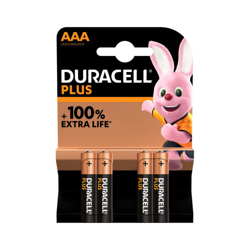 Duracell Plus AAA Alkaline Batteries – Pack of 4