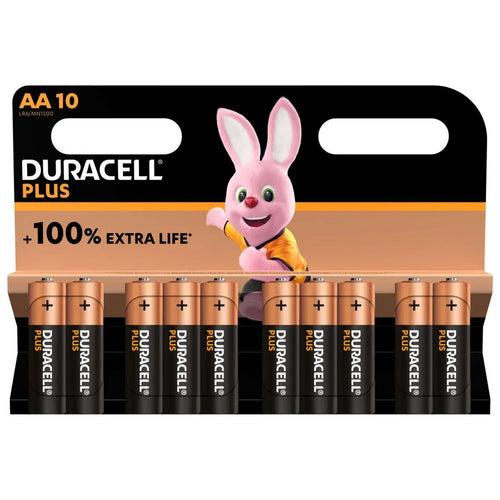Duracell Plus AA Alkaline Batteries – Pack of 10