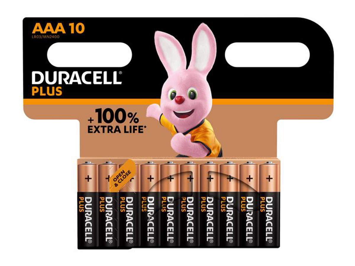 Duracell Plus AAA Alkaline Batteries – Pack of 10