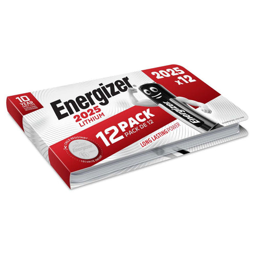Energizer Lithium CR2025 Lithium Coin Cell Batteries – Pack of 12