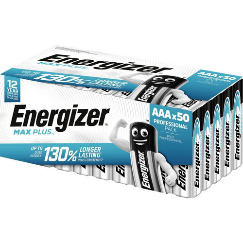 Energizer Max Plus AAA Alkaline Batteries – Pack of 50