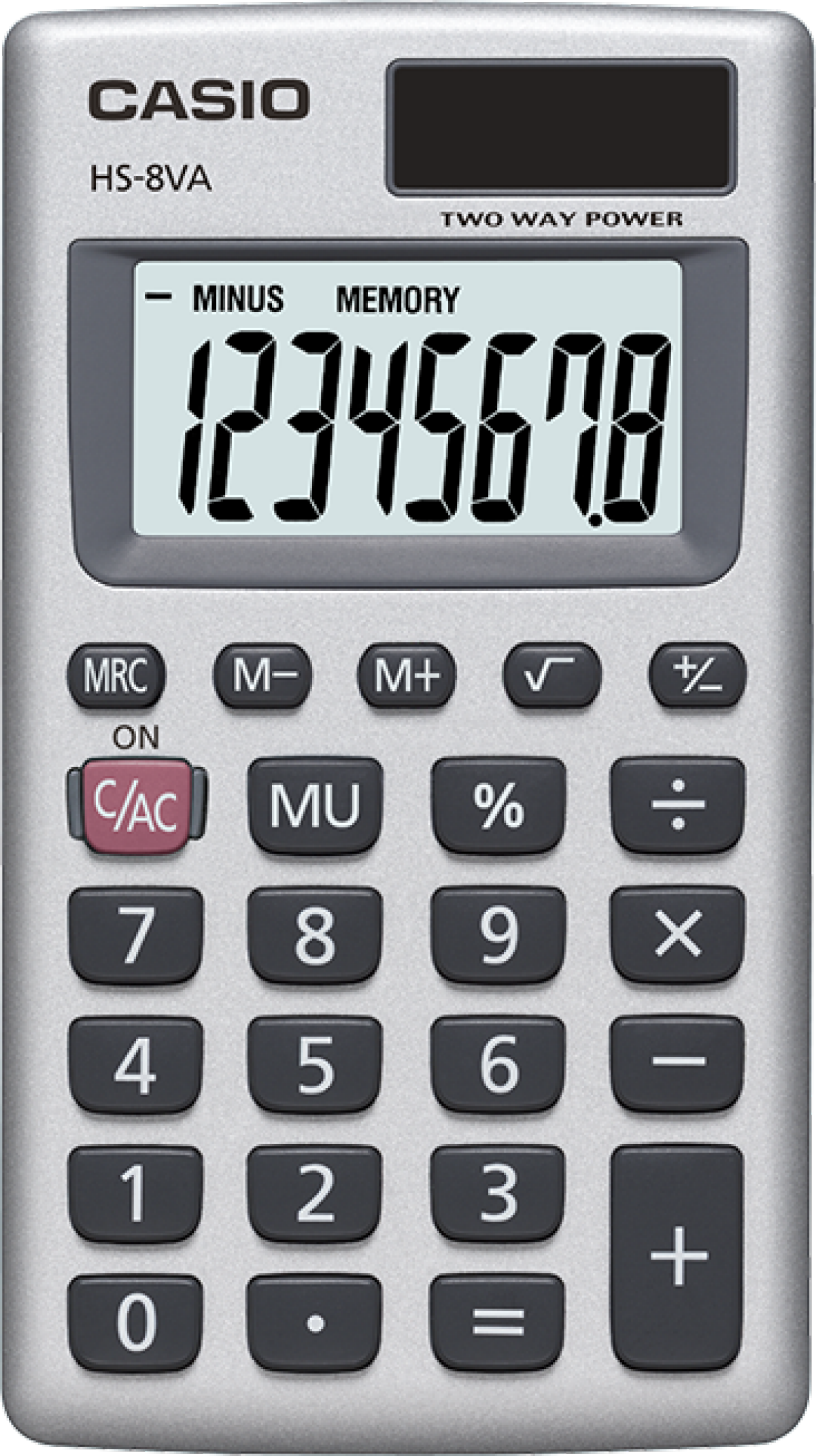 Casio HS-8VA 8-Digit Pocket Calculator – Silver