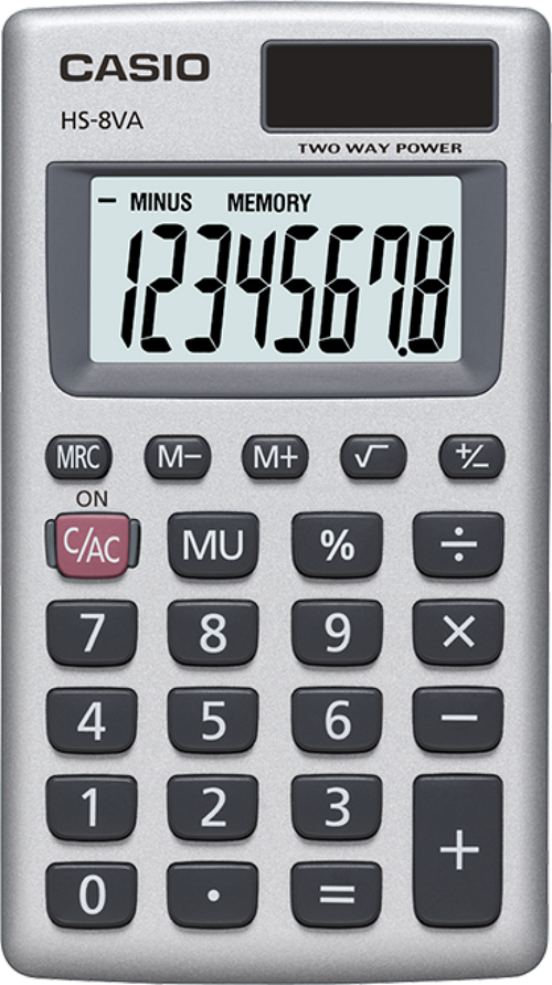 Casio HS-8VA 8-Digit Pocket Calculator – Silver