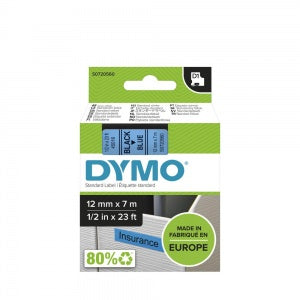 Dymo 45016 D1 Label Tape 12mm x 7m Black on Blue (S0720560)
