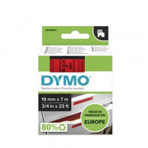 Dymo 45807 D1 Label Tape 19mm x 7m Black on Red (S0720870)
