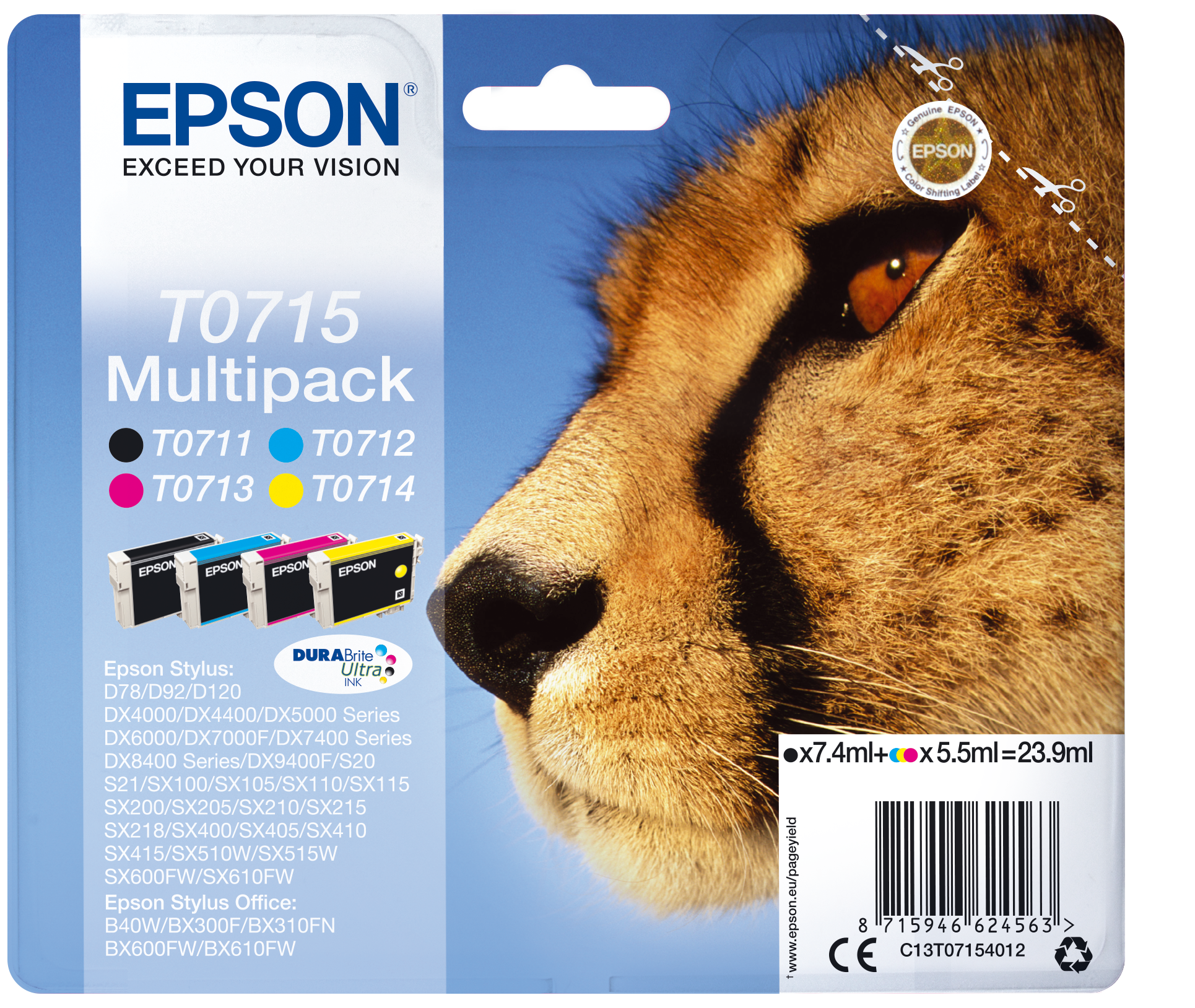 Epson T0715 BCMY Ink Cartridge Multipack